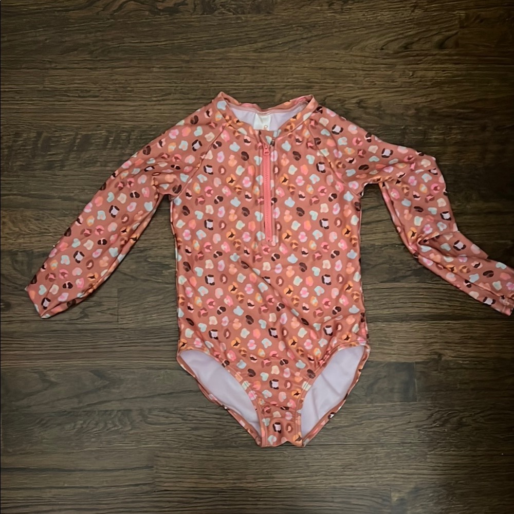 Cat & Jack Pink Patterned Kids Swim Rashguard